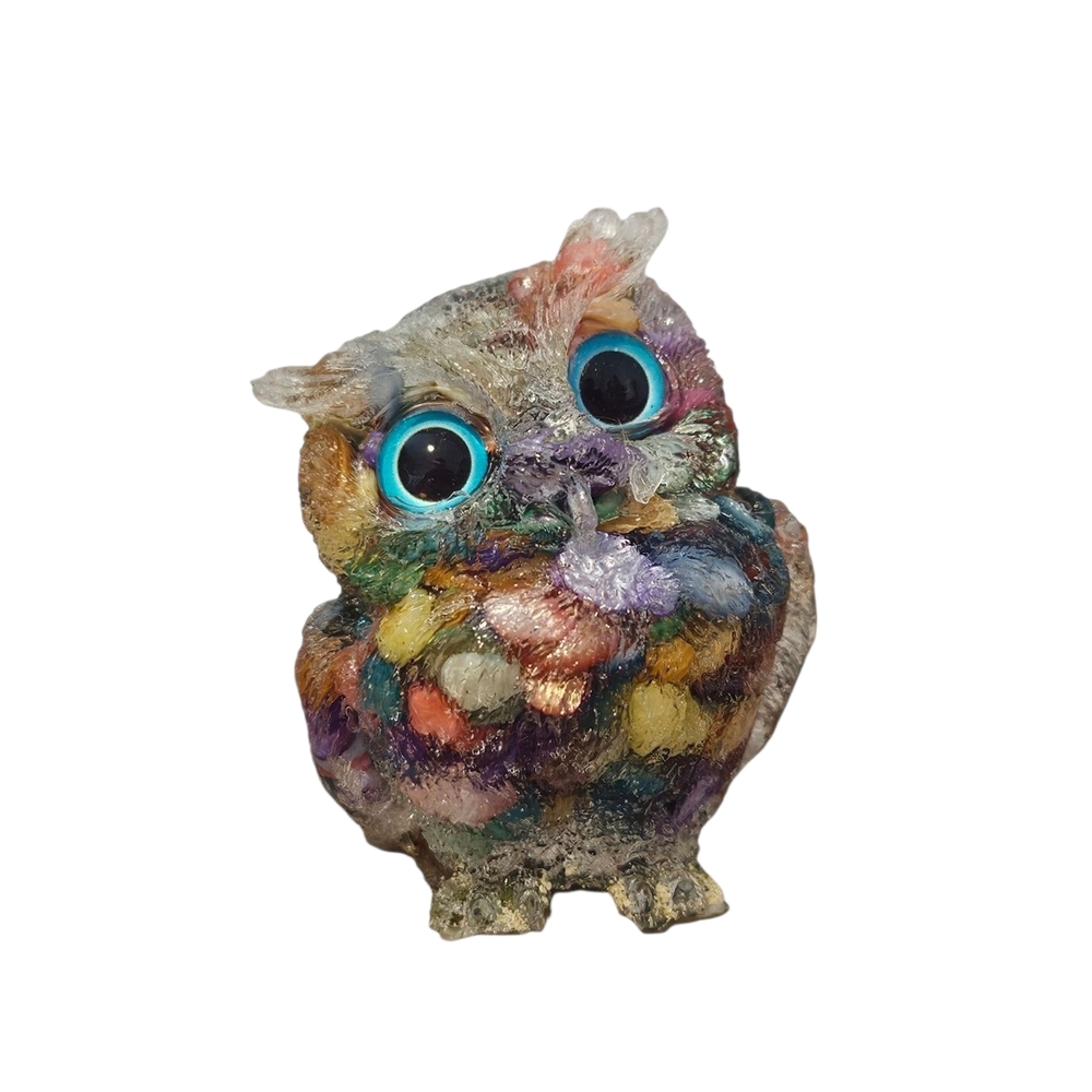 Colorful Owl Figurine for Small Pets